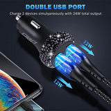 Dual USB Car Charger Quick Charge 3.0 Car Adapter Fast Charging Charger Compatible with Iphone 11/11Pro/ Max/Xs/Xr/X/10,Ipad,Samsung S10/S10+/S9,Google Pixel 4/4 XL Etc,Bling Car Decor,Black