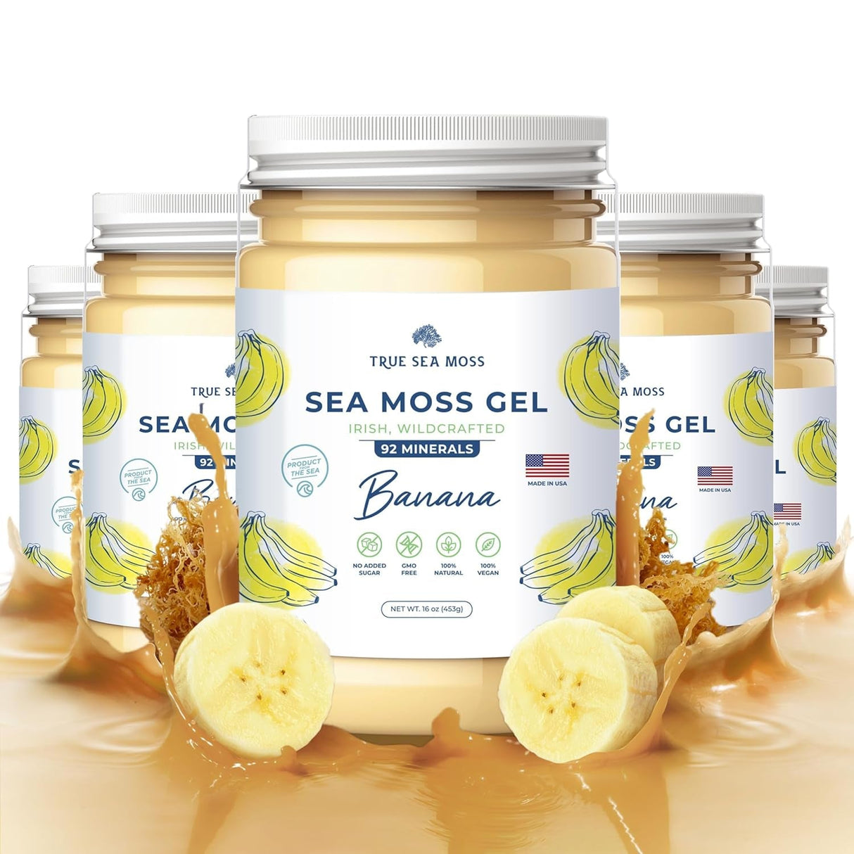 Trueseamoss Wildcrafted Irish Sea Moss Gel –7 Flavors- Nutritious Raw Seamoss Rich in Minerals, Proteins & Vitamins – Antioxidant Health Sea Moss, Vegan Made in USA (MANGO/PINEAPPLE, 1)
