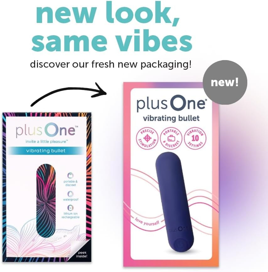 Plusone Bullet Vibrator for Women, Mini Vibrator Made of Body-Safe Silicone, Fully Waterproof, USB Rechargeable, Personal Massager with 10 Vibration Settings, Purple