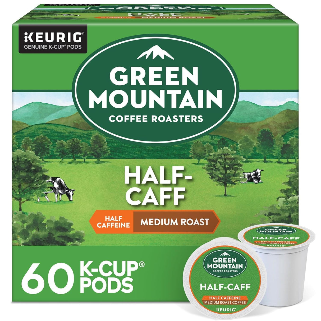 Green Mountain Coffee Roasters Half Caff Keurig Single-Serve K-Cup Pods, Medium Roast Coffee, 72 Count