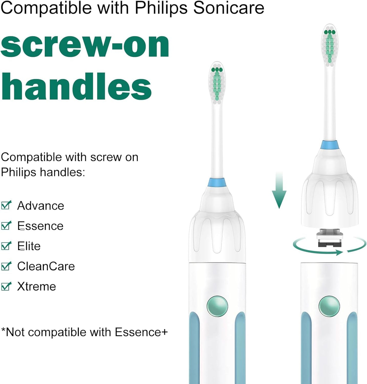 Toothbrush Heads for Philips Sonicare Replacement Brush Heads Medium Soft Dupont Bristles Electric Toothbrush Replacement Heads Fit E-Series Essence Xtreme Elite Advance and Cleancare, 4 Pack