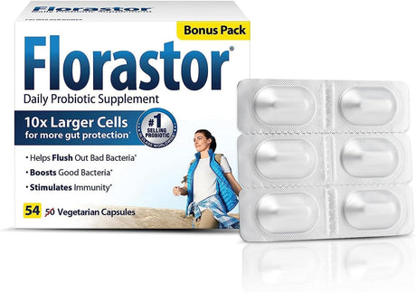 Florastor Probiotics for Digestive & Immune Health, 100 Capsules, Probiotics for Women & Men, Dual Action Helps Flush Out Bad Bacteria & Boosts the Good with Our Unique Strain Saccharomyces Boulardii - Supply Center USA