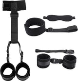 BDSM Neck to Wrist Restraints Bondage Set - behind Back Handcuffs Collar with Blindfold Adjustable Bondage Set Bed SM Games Play Sex Toys for Couples