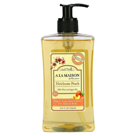 A La Maison de Provence, Liquid Soap For Hand & Body, Heirloom Peach, 16.9 fl oz (500 ml) - Supply Center USA