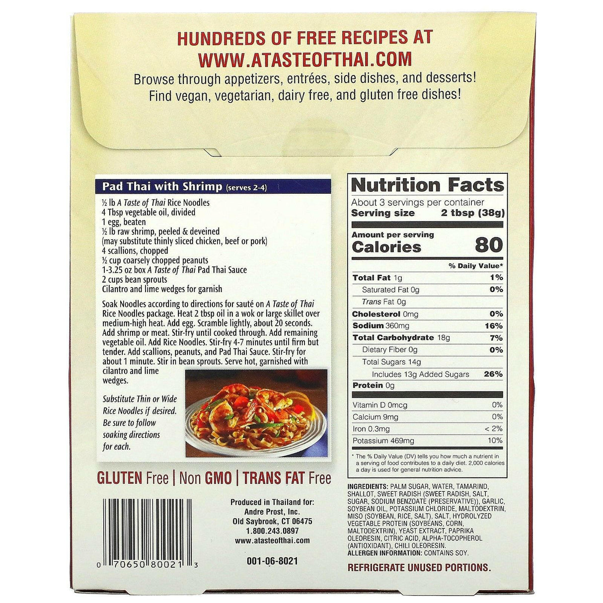 A Taste Of Thai, Pad Thai Sauce, 3.25 fl oz (100 ml) - Supply Center USA