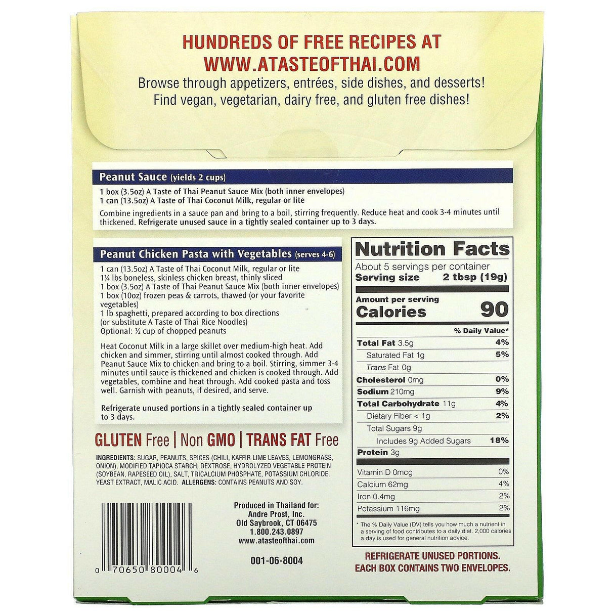 A Taste Of Thai, Peanut Sauce Mix, 3.5 oz (100 g) - Supply Center USA