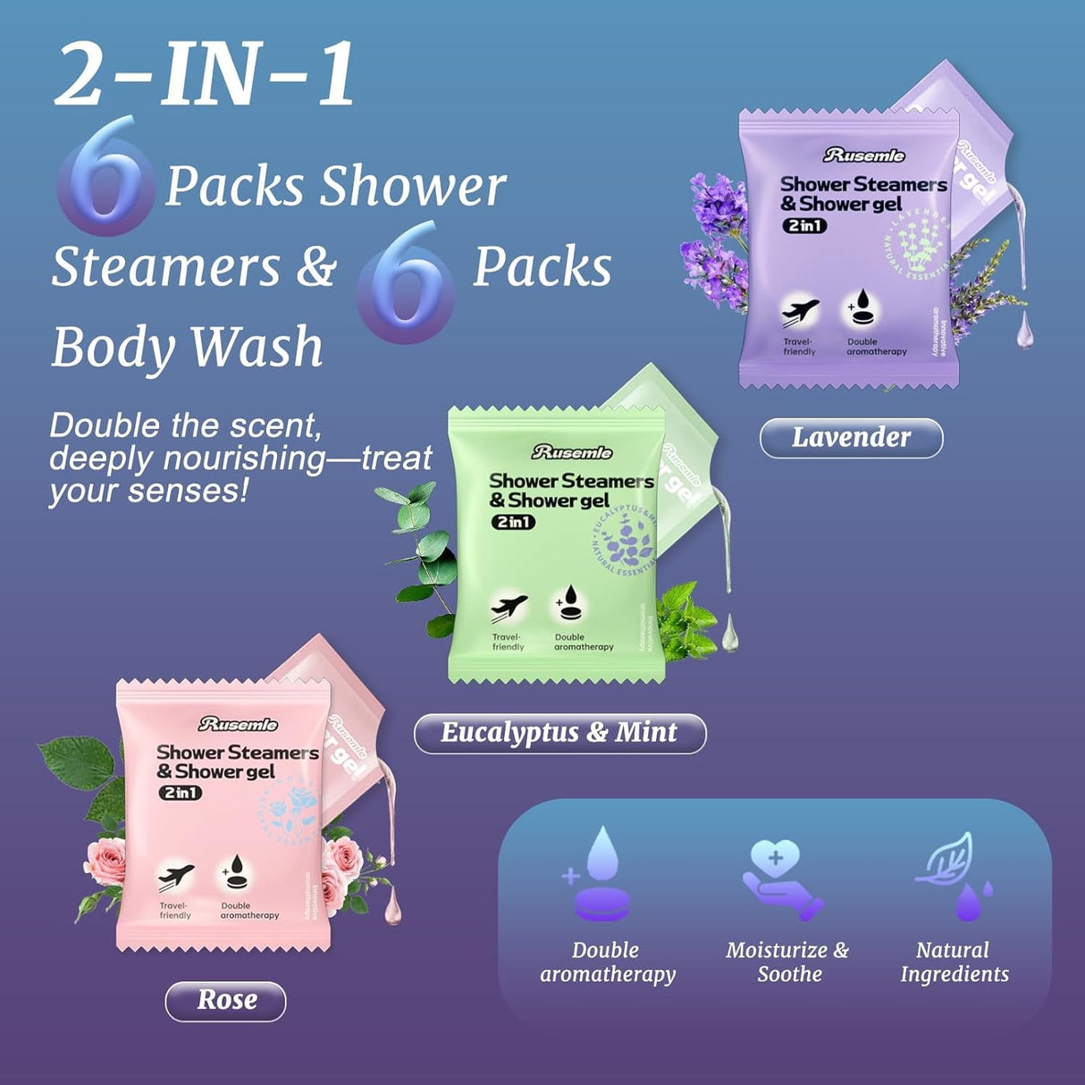 Shower Steamers Aromatherapy, 6 Pack Shower Bombs & 6 Pack Body Wash, Birthday Gifts for Women with Essential Oils, SPA Gifts for Women Mom, Valentines Day Gifts for Her, Him, Mom, Wife