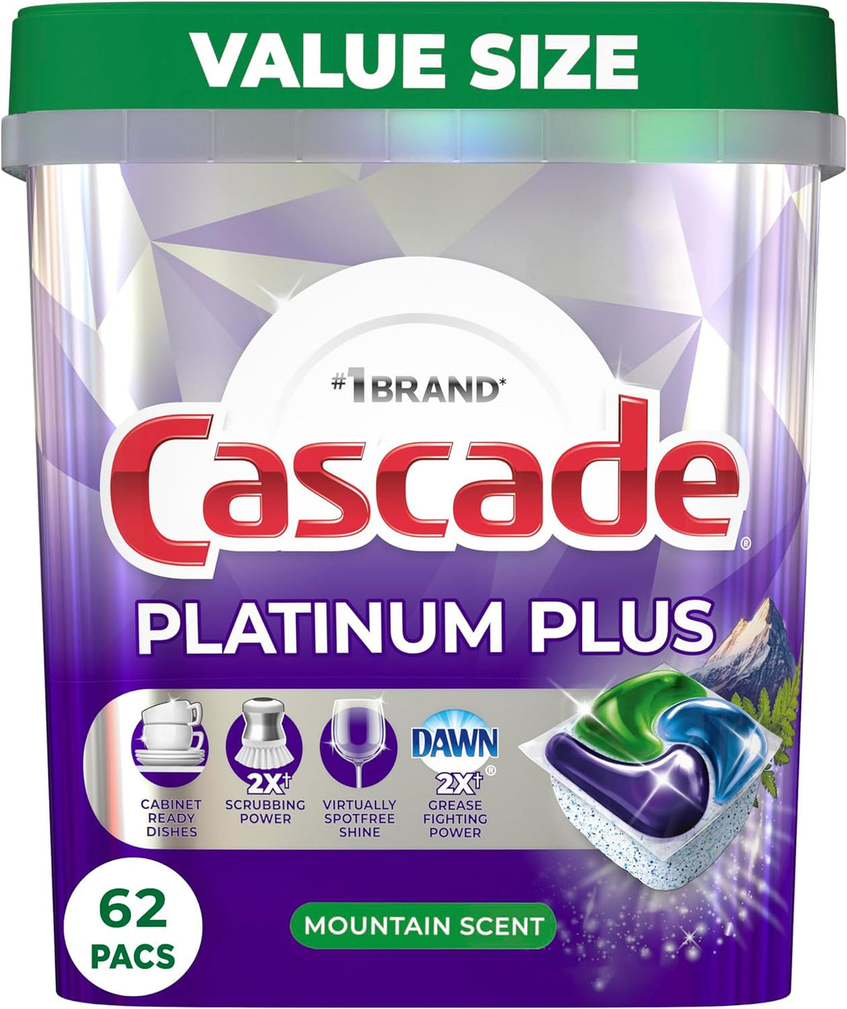 Cascade Platinum plus Dishwasher Pod, Dish Detergent Actionpacs, Dishwasher Detergent, Fresh, 52 Count