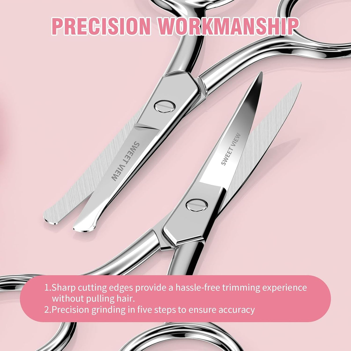 Eyebrow Scissors Curved and Rounded Small Grooming Scissors for Man and Woman Trimming Eyebrows, Nose, Mustache, Eyelashes, Ear Hairs, Nails and Cuticles.