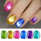 Born Pretty Cat Magnetic Eye Gel Nail Polish, Holographic Glitter Milky Jelly Cat Magnetic Gel Blue Green Purple Pink Nude Silver Nail Art Gel Manicure Salon DIY Gifts 7ML 6PCS