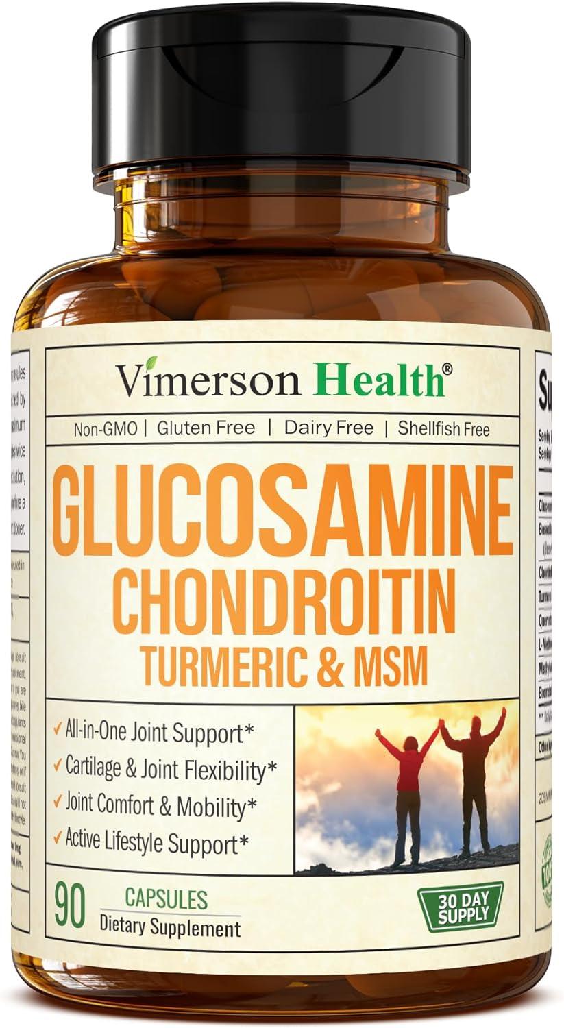 Glucosamine Chondroitin MSM Turmeric Boswellia - Joint Support Supplement. Antioxidant Properties. Helps with Inflammatory Response. Occasional Discomfort Relief for Back, Knees & Hands. 90 Capsules - Supply Center USA