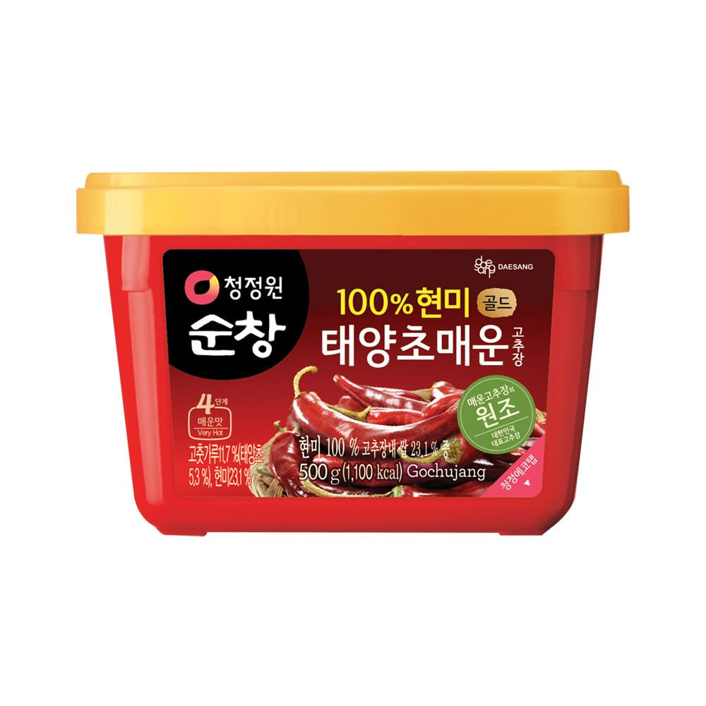 Chung Jung One O'Food Medium Gochujang 1.1Lb, Korean Red Chili Pepper Paste, Spicy, Sweet and Savory Sauce, Traditional Fermented Condiment, 100% Brown Rice, No Corn Syrup