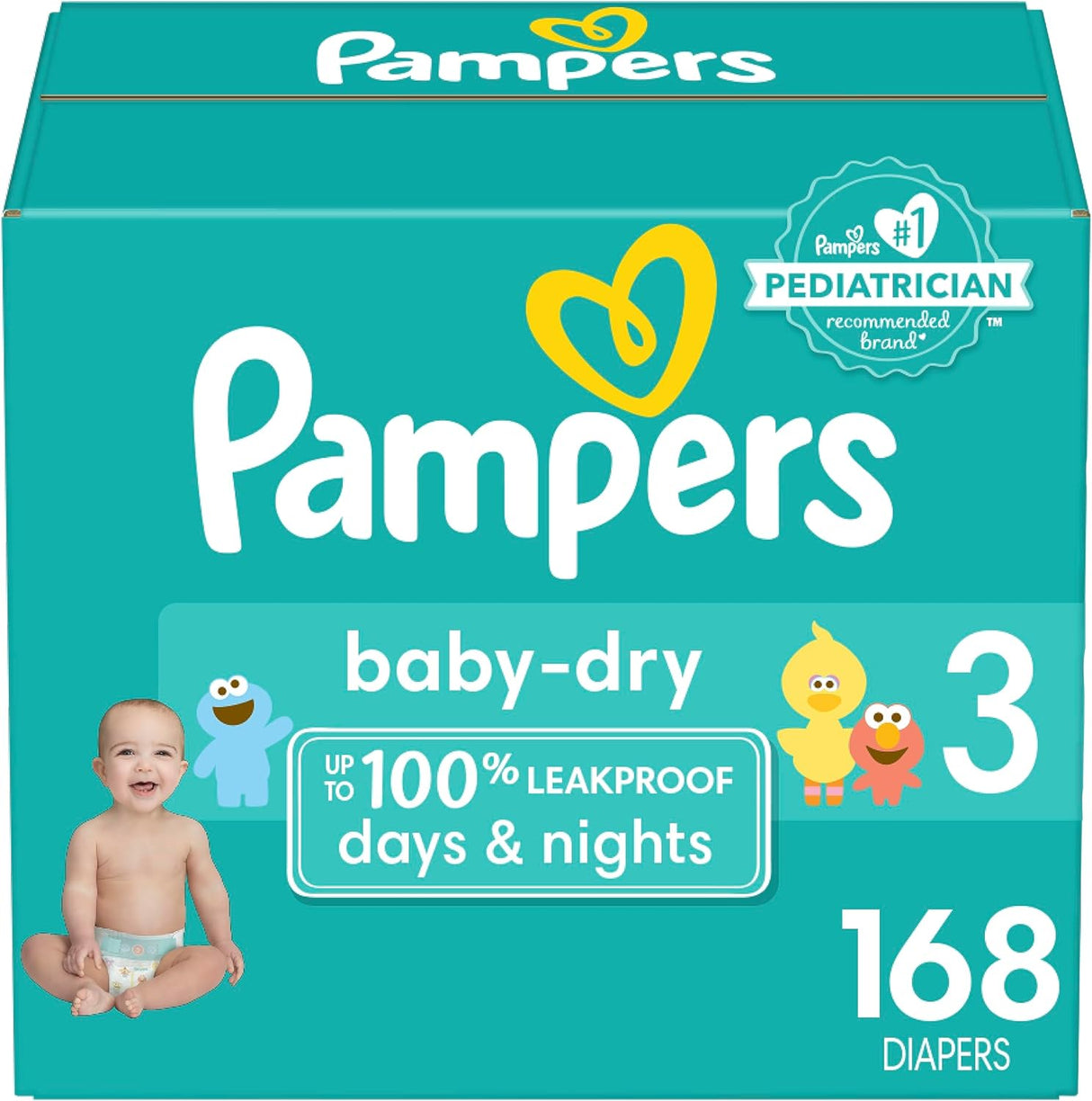 Pampers Baby Dry Diapers - Size 1, 120 Count, Absorbent Disposable Diapers