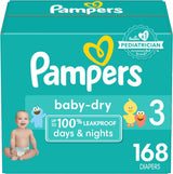 Pampers Baby Dry Diapers - Size 1, 120 Count, Absorbent Disposable Diapers