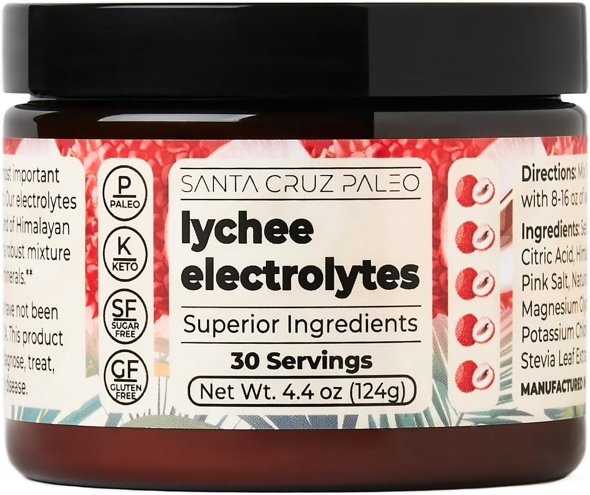 Santa Cruz Paleo Electrolytes Powder with Magnesium Glycinate, Dragonfruit, Hydration Drink Mix Made with Himalayan Pink Salt, Real Sea Salt, Gluten Free, Keto, Sugar Free, Paleo, 30 Servings, 1 Jar