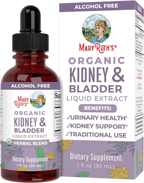 Maryruth Organics Herbal Supplement Drops | Support Renal & Urinary Systems | Juniper Berry | Cleavers | Dandelion | Hawthorn | Horsetail & Chanca Piedra | Vegan | Non-Gmo | 1 Fl Oz - Supply Center USA