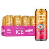 Sparkling Ice Caffeine Black Raspberry Sparkling Water with Caffeine, Zero Sugar, with Antioxidants and Vitamins,16 Fl Oz Cans (Pack of 12)