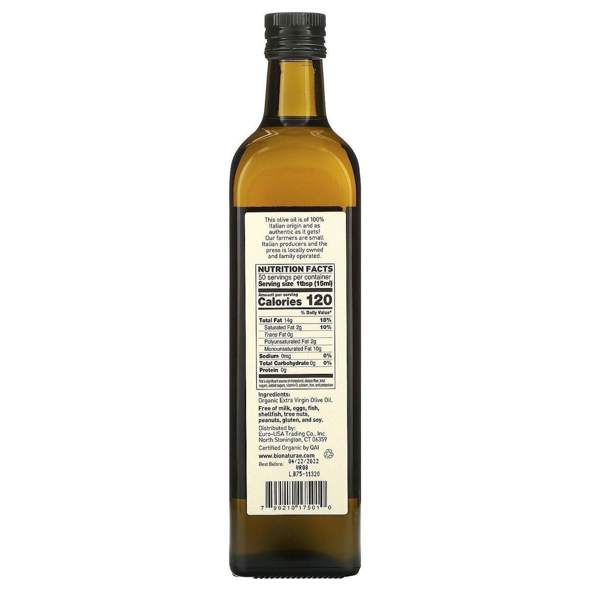 Bionaturae, Organic Extra Virgin Olive Oil, 25.4 fl oz (750 ml) - Supply Center USA