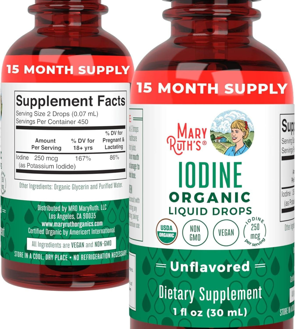 Maryruth Organics Potassium Iodide | Iodine Supplement | 1 Year Supply | Iodine Drops | USDA Organic | Nascent Iodine | Vegan | Packaging May Vary | 1 Fl Oz - Supply Center USA