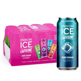Sparkling Ice Caffeine Black Raspberry Sparkling Water with Caffeine, Zero Sugar, with Antioxidants and Vitamins,16 Fl Oz Cans (Pack of 12)