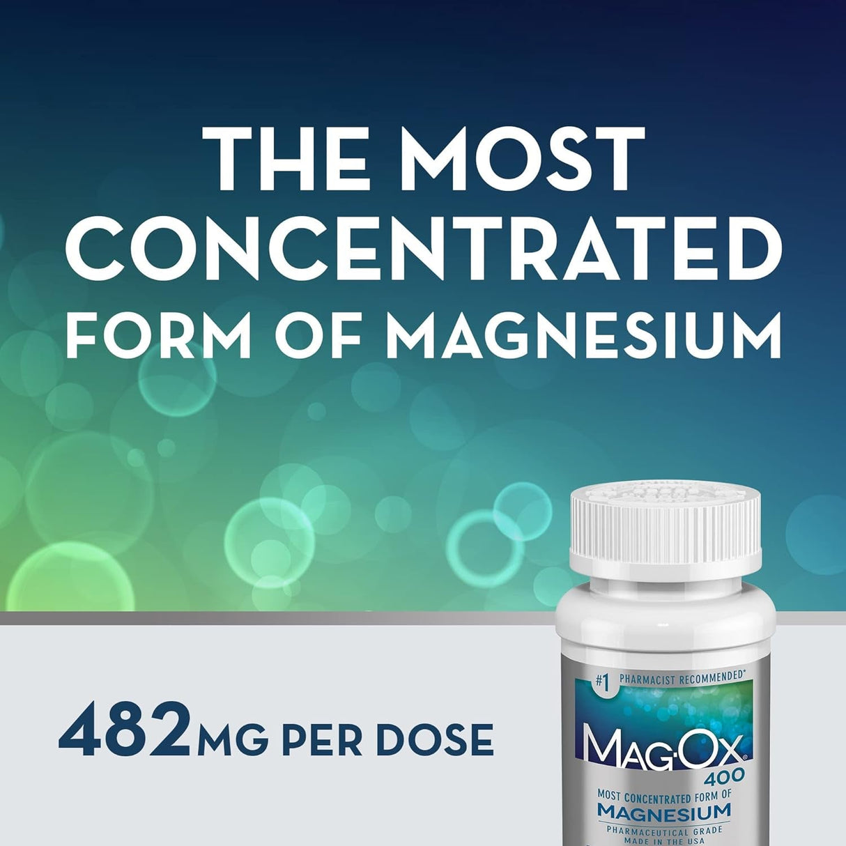 Mag-Ox 400 Magnesium Supplement, Pharmaceutical Grade Magnesium Oxide, Most Concentrated Form of Magnesium, 483Mg, 240 Tablets (2 Packs of 120 Tablets)