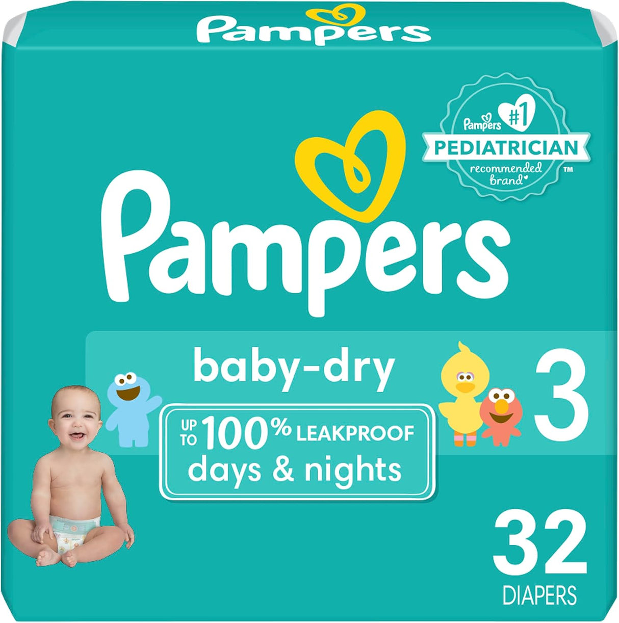 Pampers Baby Dry Diapers - Size 1, 120 Count, Absorbent Disposable Diapers