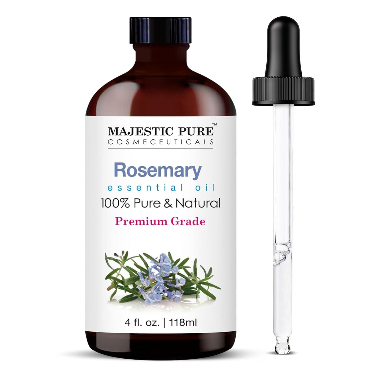 Majestic Pure Lavender Essential Oil with Glass Dropper | 100% Pure and Natural Lavender Oil | Premium Grade Essential Oils for Diffusers, Skin, Aromatherapy, Massage | 4 Fl Oz