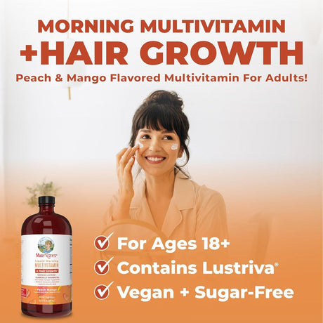 Maryruth'S Liquid Multivitamin + Lustriva® Hair Growth Vitamins | Biotin 10000Mcg | Vitamin D | Clinically Tested for Thicker Hair, Wrinkles, Fine Lines, Skin Care | Ages 18+ | 15.22 Fl Oz - Supply Center USA