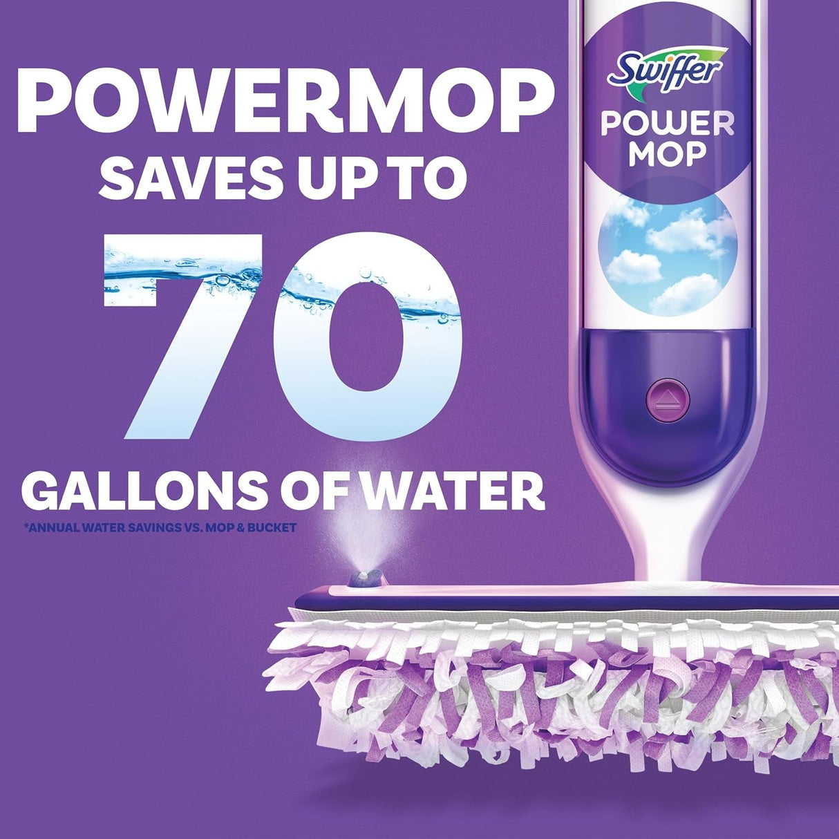 Swiffer Powermop Multi-Surface Mop Kit for Floor Cleaning, Includes Powermop, 2 Mopping Pad Refills, 1 Cleaning Solution with Fresh Scent and 2 Batteries