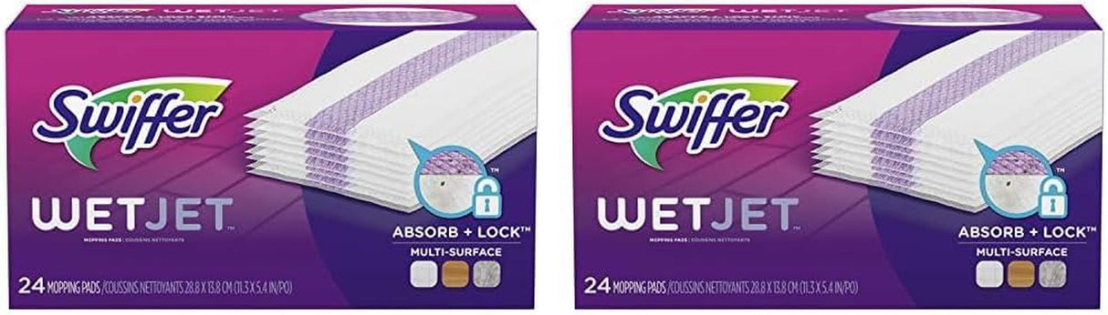Swiffer Wetjet Hardwood Floor Cleaner Spray Mop Pad Refill, Bathroom Cleaning Supplies, Hardwood Floor Cleaner, Multi Surface, 24 Count