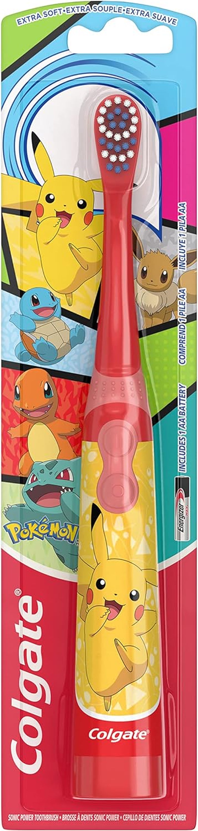 Colgate Kids Battery Powered Toothbrush, Kids Battery Toothbrush with Included AA Battery, Extra Soft Bristles, Flat-Laying Handle to Prevent Rolling, Bluey Toothbrush, 1 Pack