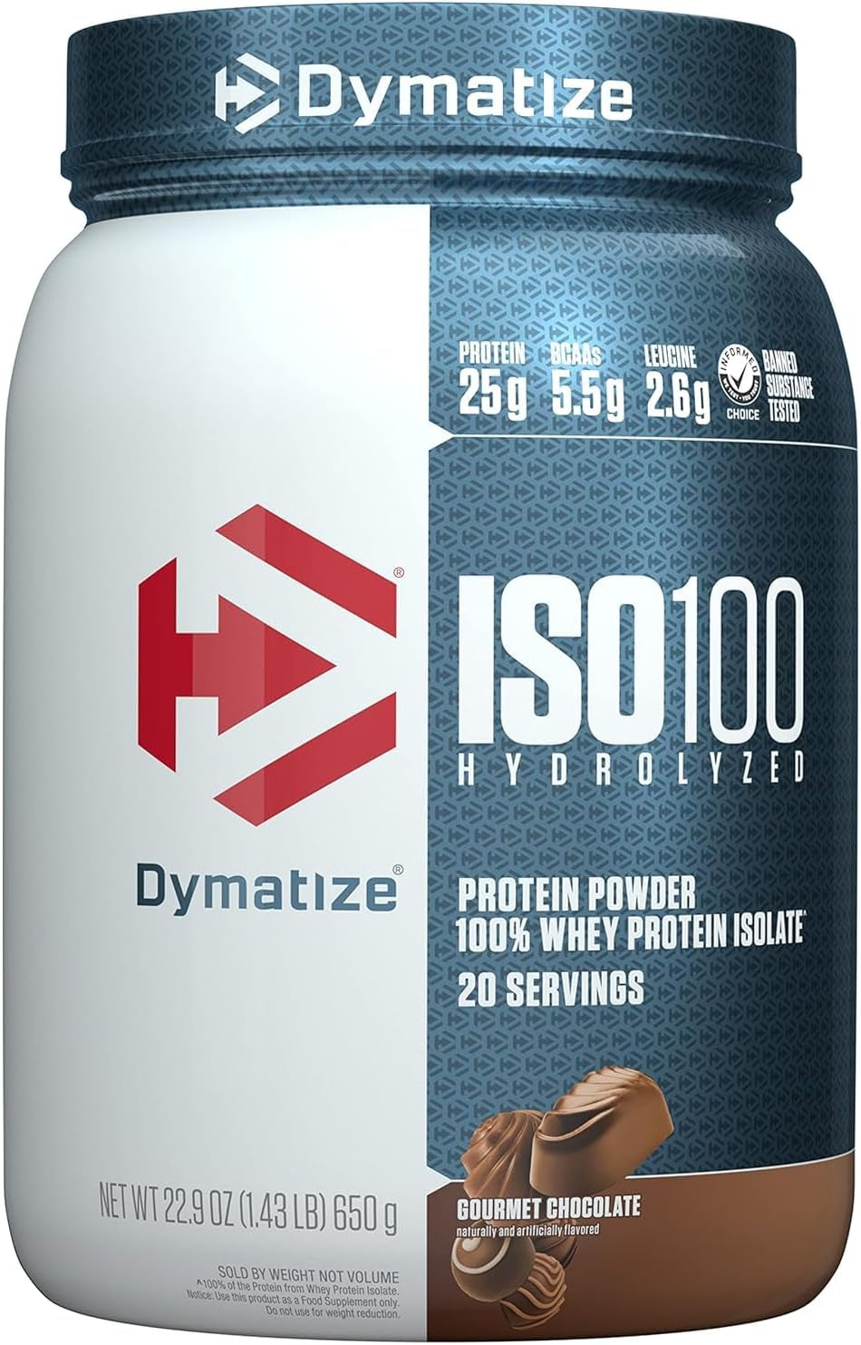 Dymatize ISO100 Hydrolyzed Protein Powder, 100% Whey Isolate, 25G of Protein, 5.5G Bcaas, Gluten Free, Fast Absorbing, Easy Digesting, Gourmet Vanilla, 20 Servings