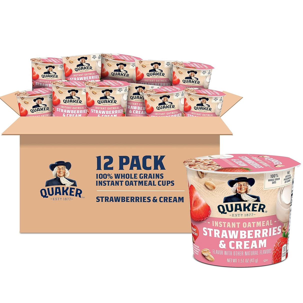 Quaker Instant Oatmeal Express Cups, 4 Flavor Variety Pack, 1.76 Ounce (Pack of 12)
