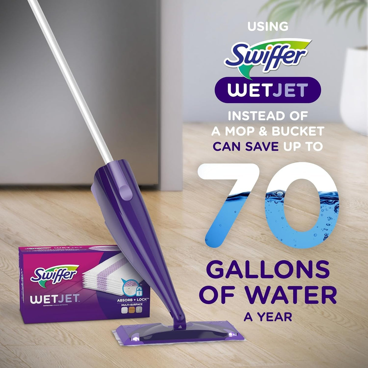 Swiffer Wetjet Hardwood Floor Cleaner Spray Mop Pad Refill, Bathroom Cleaning Supplies, Hardwood Floor Cleaner, Multi Surface, 24 Count