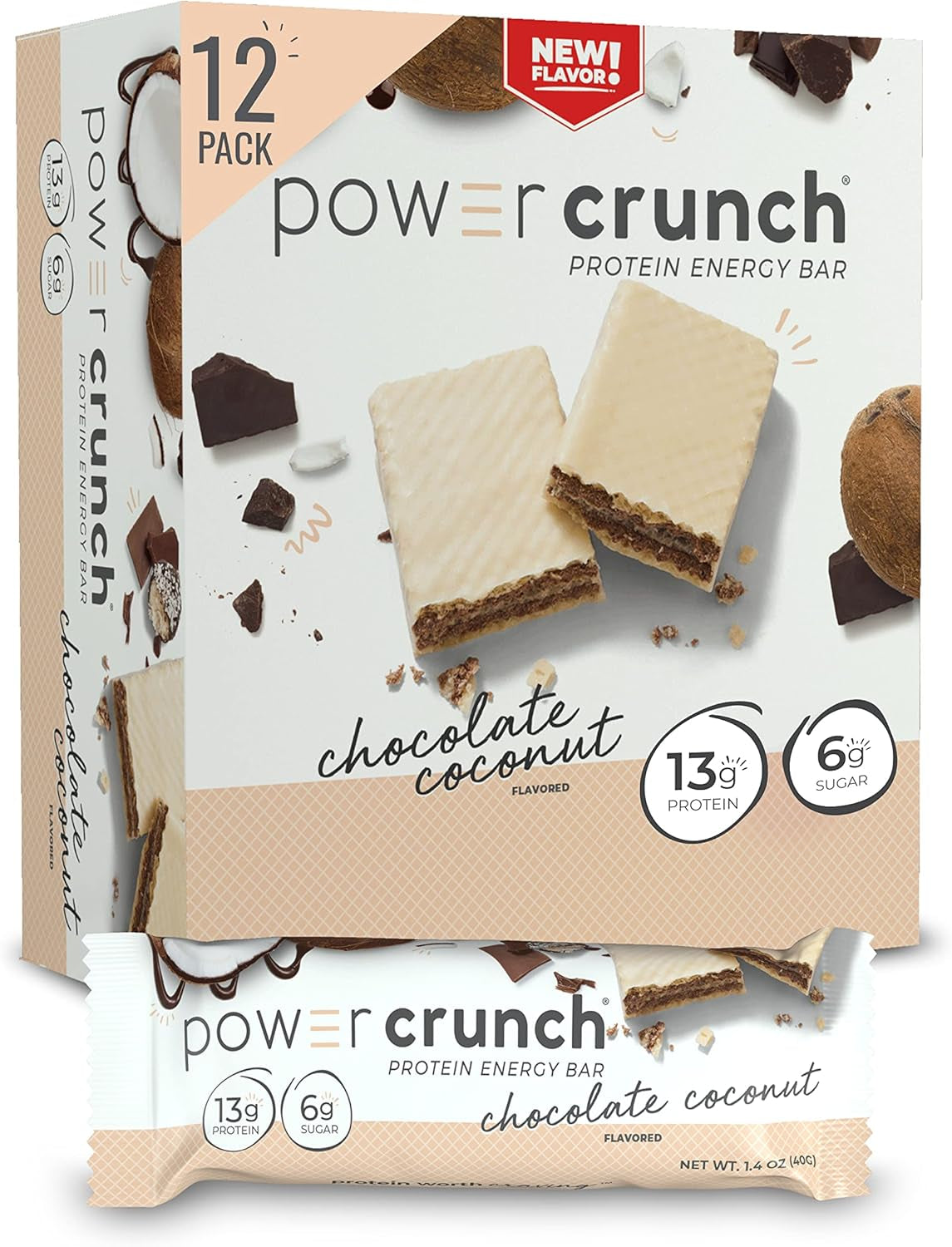 Power Crunch Protein Wafer Bars, High Protein Snacks with Delicious Taste, Red Velvet, 1.4 Ounce (12 Count)