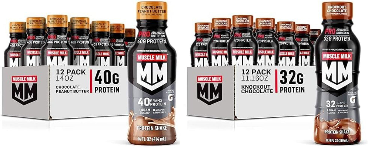 Muscle Milk Pro Series Protein Shake, Chocolate Peanut Butter, 40G Protein, 14 Fl Oz (Pack of 12)