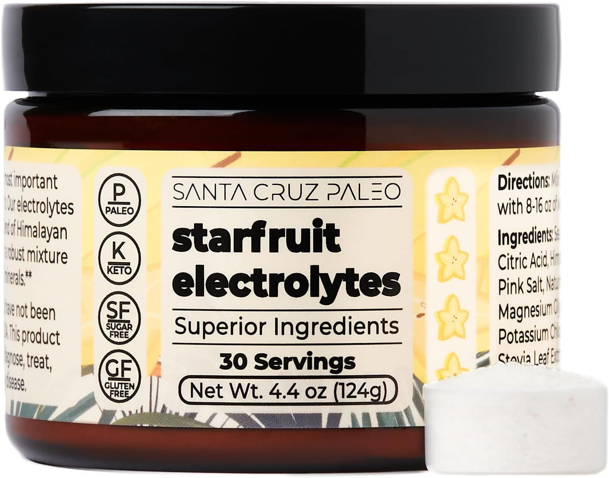 Santa Cruz Paleo Electrolytes Powder with Magnesium Glycinate, Dragonfruit, Hydration Drink Mix Made with Himalayan Pink Salt, Real Sea Salt, Gluten Free, Keto, Sugar Free, Paleo, 30 Servings, 1 Jar