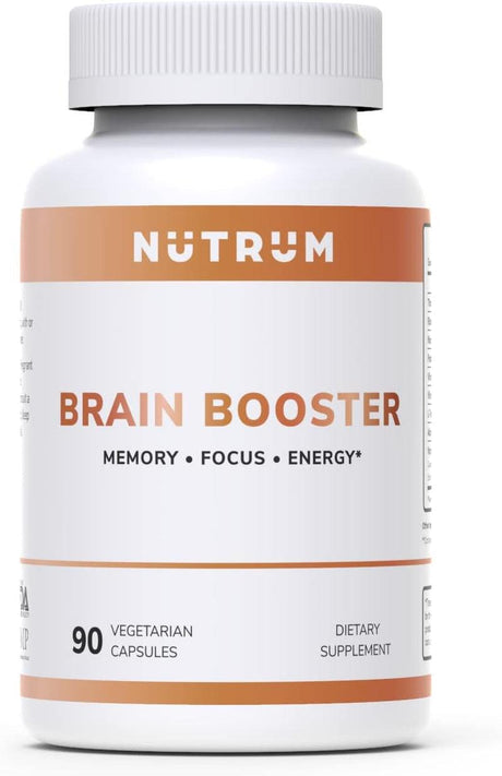 NUTRUM Brain Booster Supplement - Brain Supplement Nootropic Booster – Brain Pills Vitamin for Focus, Memory, Clarity, Energy & Better Concentration, with DMAE, Bacopa Monnieri, L-Gutamine - Supply Center USA