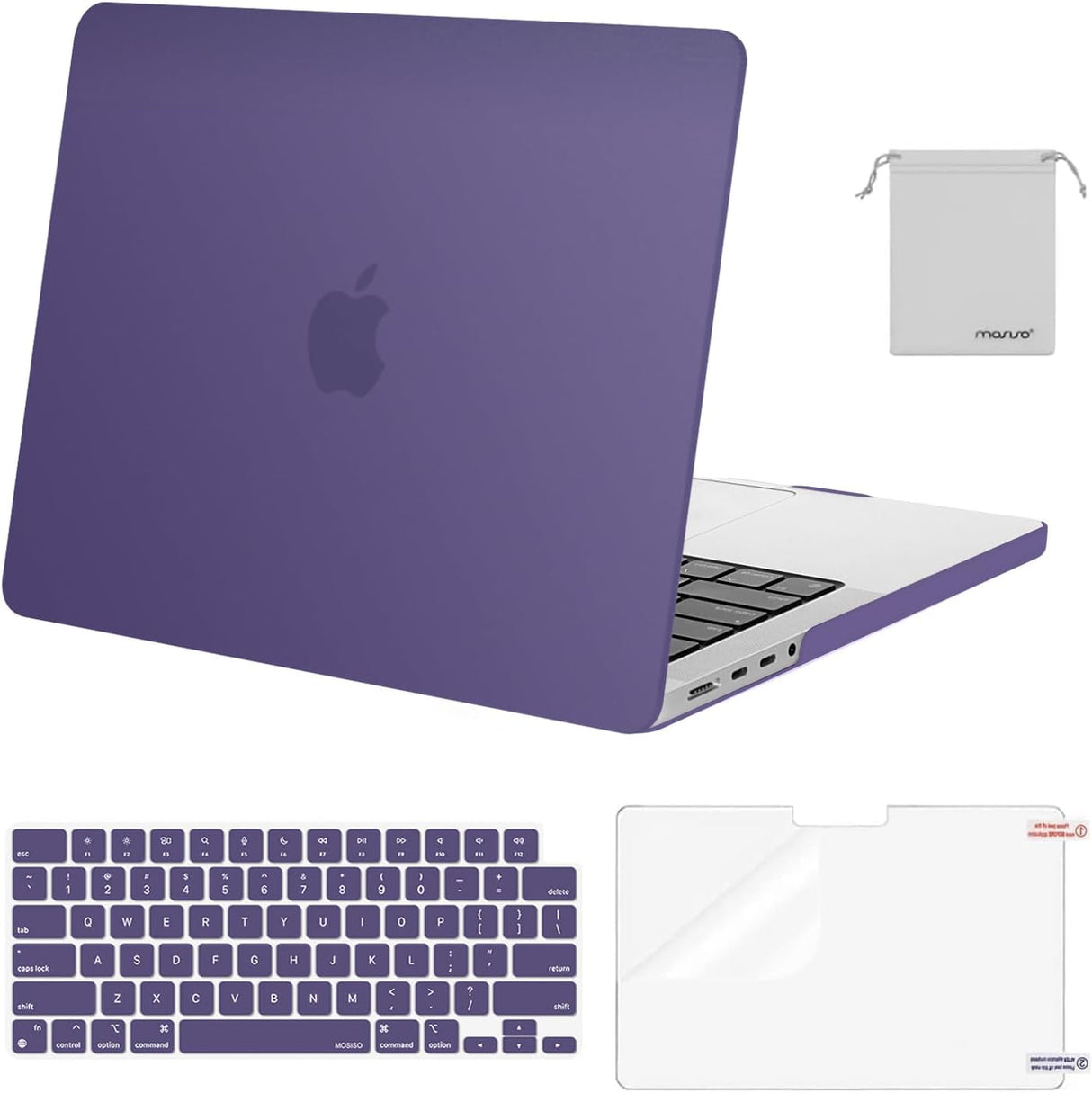 MOSISO Compatible with Macbook Pro 14 Inch Case 2024 2023 2022 2021 M4 M3 M2 M1 Pro Max A3112 A3185 A3401 A2918 A2992 A2779 A2442, Plastic Hard Shell&Keyboard Cover&Screen Film&Pouch, Black