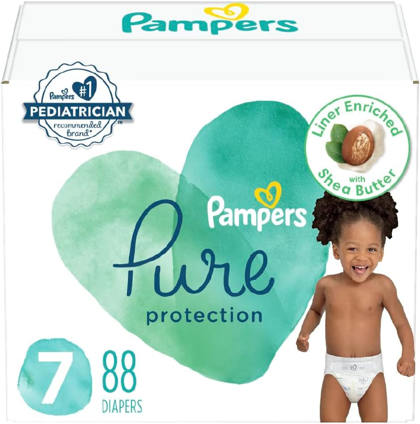 Pampers Pure Protection Diapers - Size 5, One Month Supply (132 Count), Hypoallergenic Premium Disposable Baby Diapers