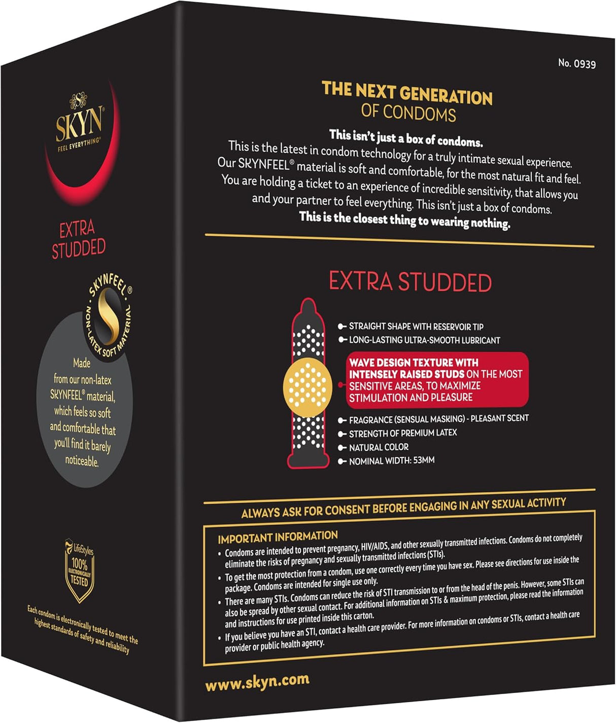 SKYN Extra Studded – 22 Count – Lubricated Latex-Free Condoms – Unique Texture Intensifies Every Moment​