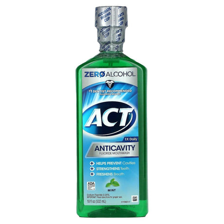 Act, Anticavity Fluoride Mouthwash, Alcohol Free, Mint, 18 fl oz (532 ml) - Supply Center USA