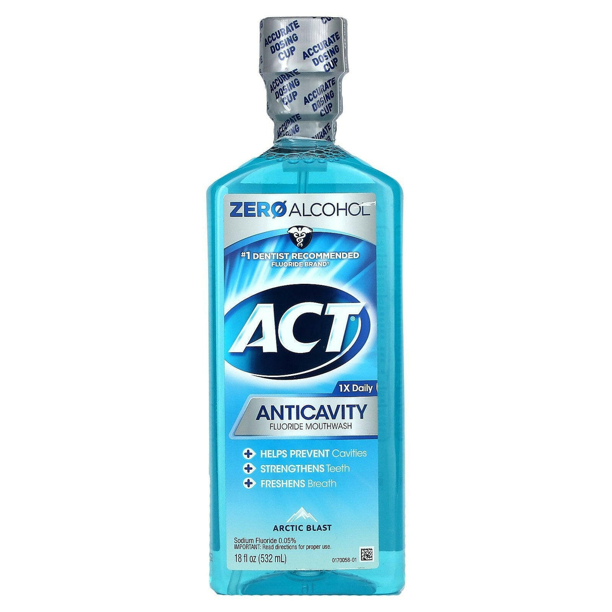 Act, Anticavity Fluoride Mouthwash, Arctic Blast, 18 fl oz (532 ml) - Supply Center USA