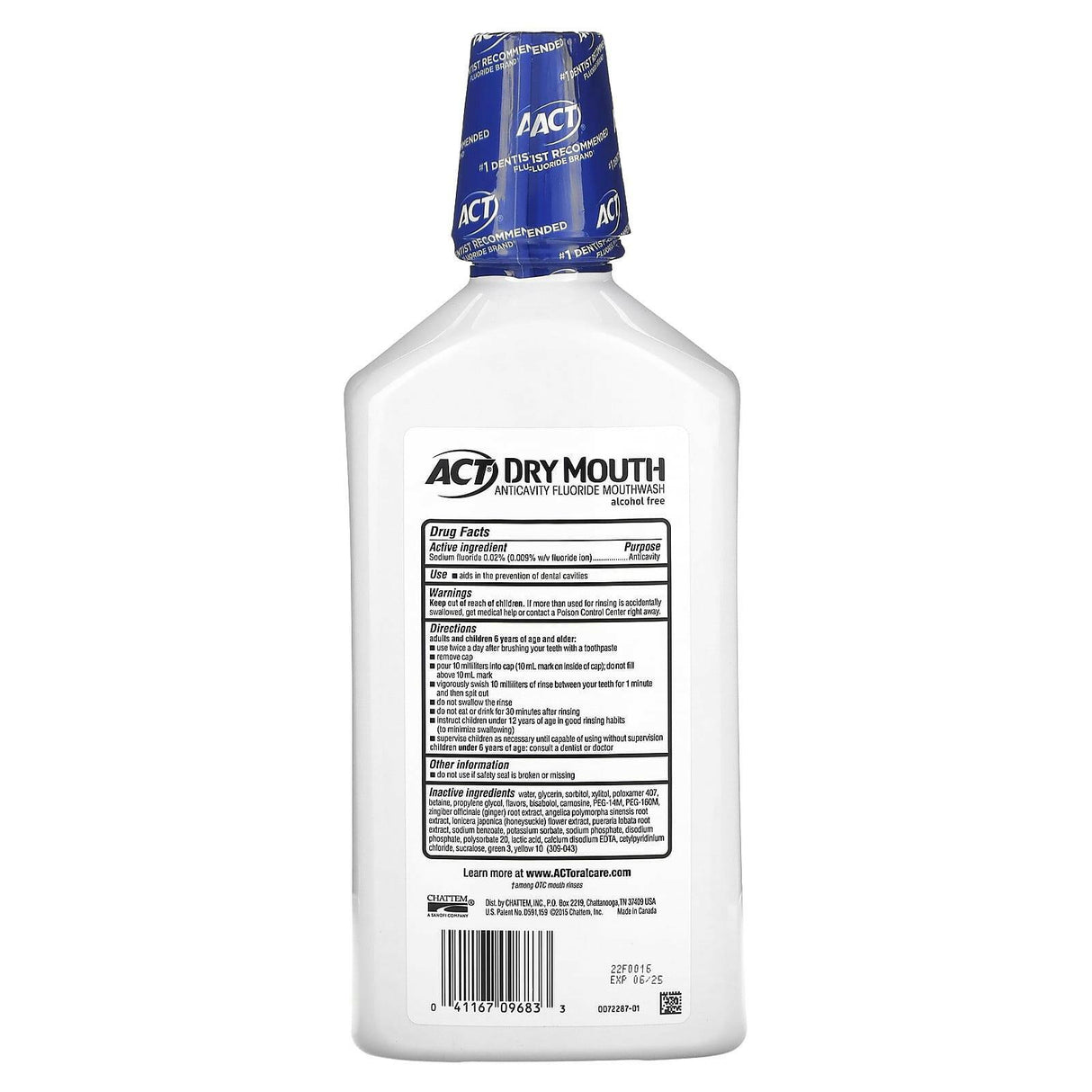 Act, Dry Mouth Anticavity Fluoride Mouthwash with Xylitol, Alcohol Free, Soothing Mint, 33.8 fl oz (1 L) - Supply Center USA