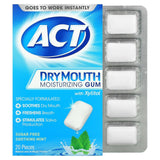 Act, Dry Mouth Moisturizing Gum with Xylitol, Sugar Free, Soothing Mint, 20 Pieces - Supply Center USA