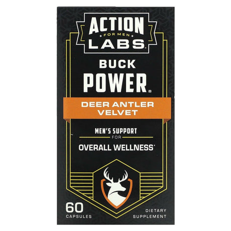 Action Labs, For Men, Buck Power, Deer Antler Velvet, 60 Capsules - Supply Center USA