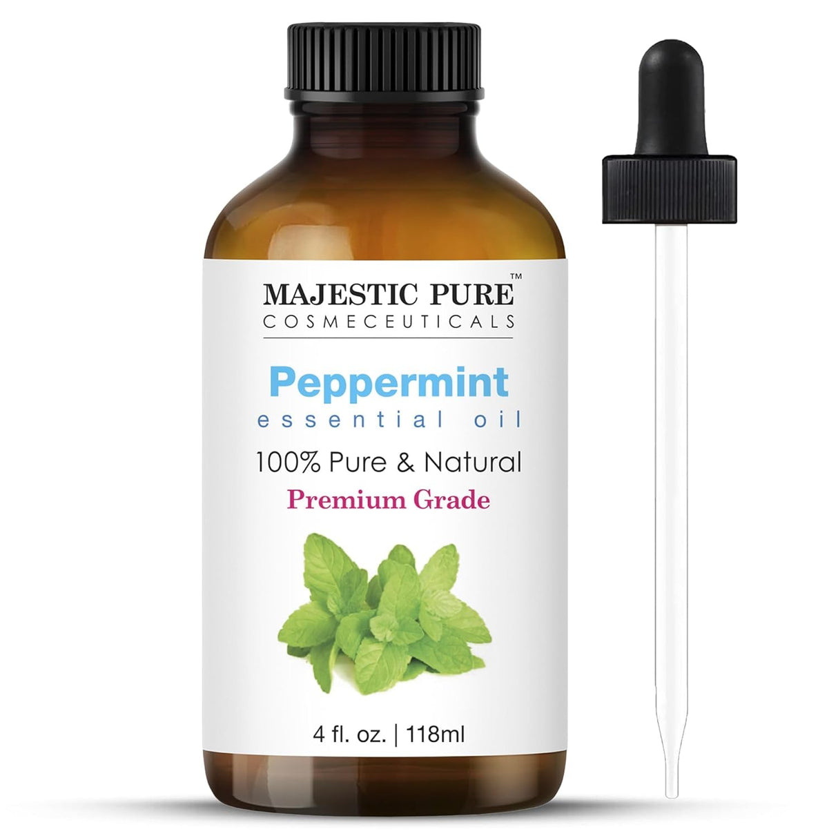 Majestic Pure Lavender Essential Oil with Glass Dropper | 100% Pure and Natural Lavender Oil | Premium Grade Essential Oils for Diffusers, Skin, Aromatherapy, Massage | 4 Fl Oz