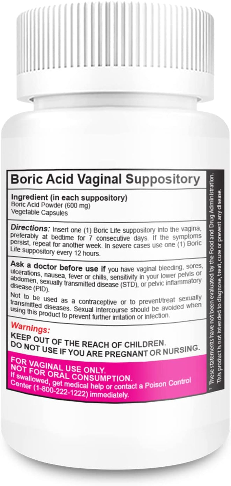 Nutrablast Boric Acid Vaginal Suppositories - 100% Pure Made in USA - Boric Life Intimate Health Support (30 Count)
