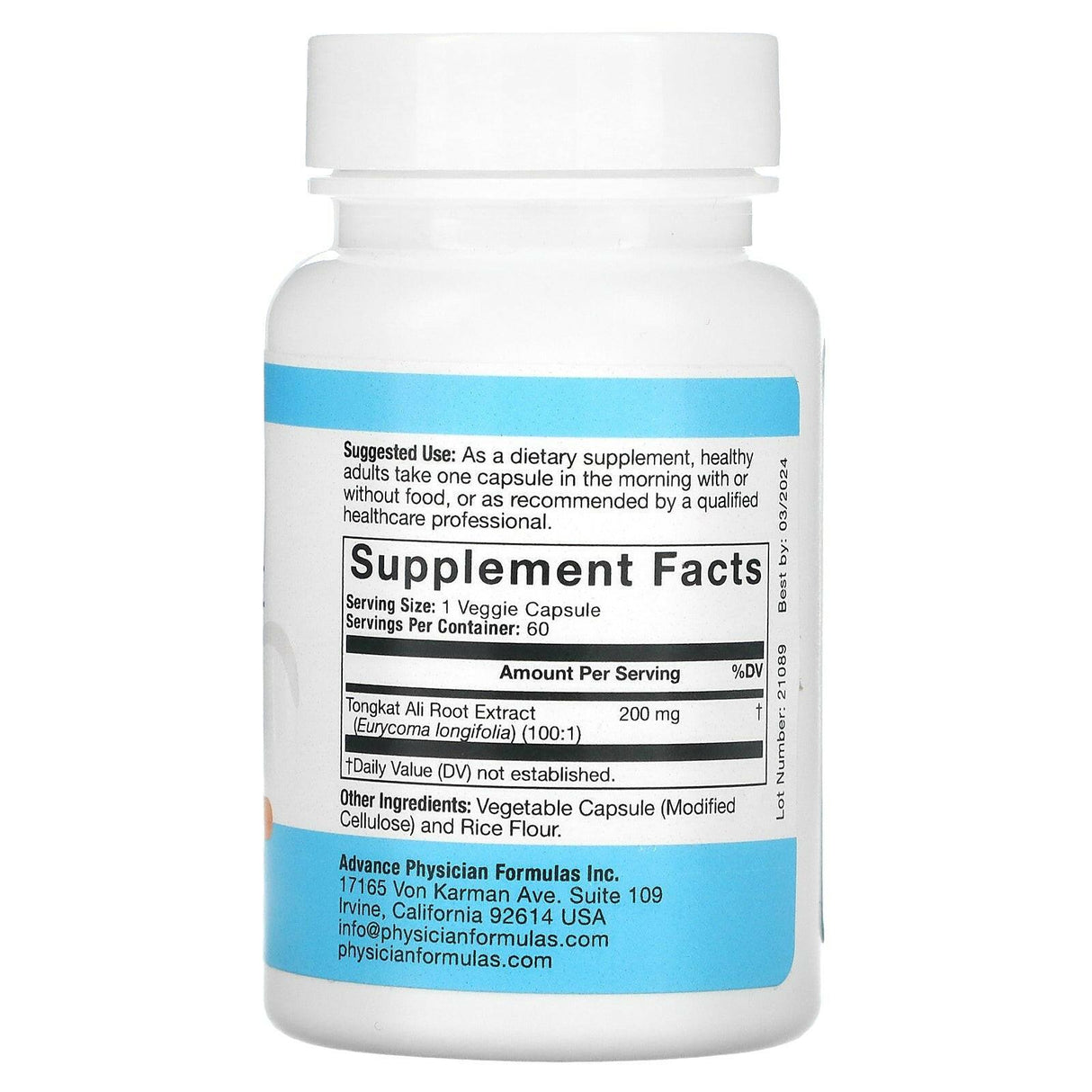 Advance Physician Formulas, Inc., Tongkat Ali, 200 mg, 60 Vegetable Capsules - Supply Center USA