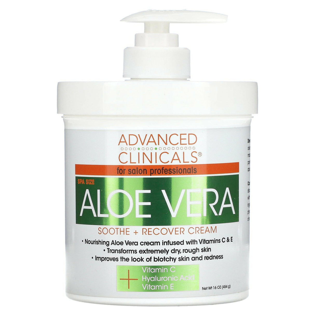 Advanced Clinicals, Aloe Vera, Soothe + Recover Cream, 16 oz (454 g) - Supply Center USA